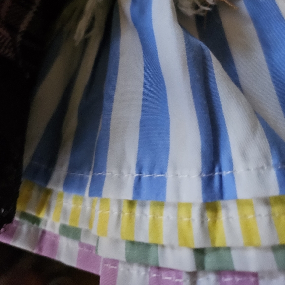 NWT Unique Akira denim skirt with multi-color striped ruffle trim - Picture 9 of 9